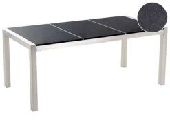 Gartentisch Edelstahl / Naturstein Schwarz Poliert Verschiedene Größen GROSSETO