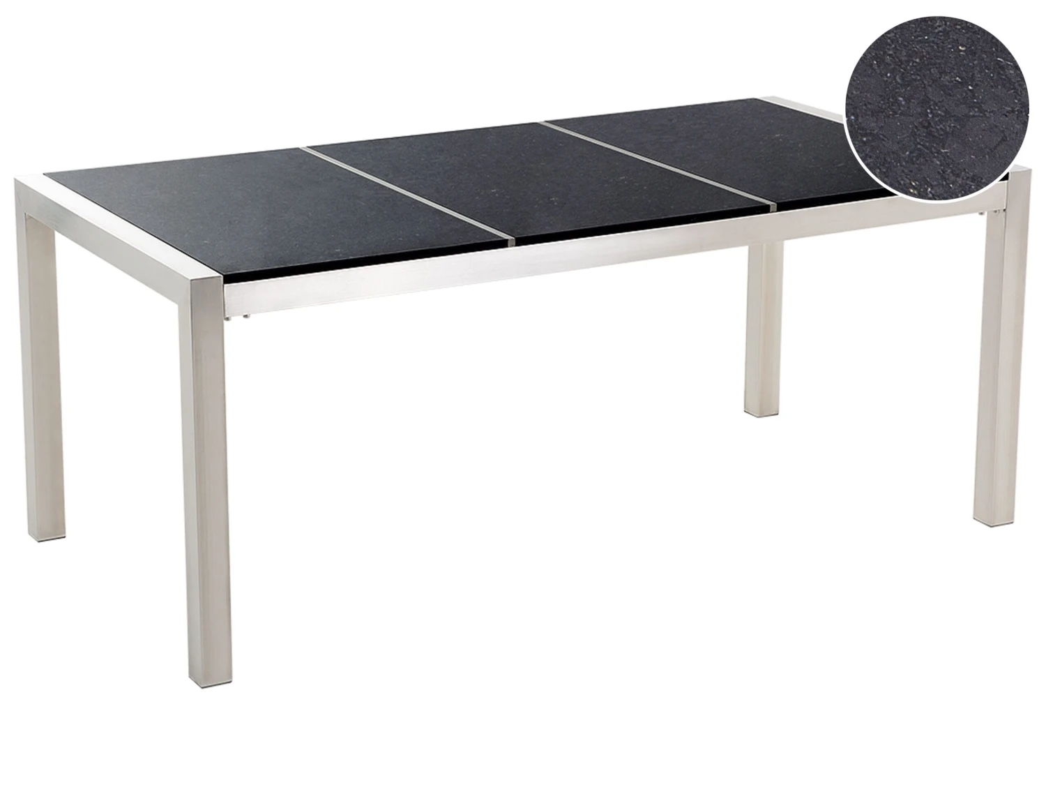 Gartentisch Edelstahl / Naturstein Schwarz Poliert Verschiedene Größen GROSSETO 1 Gartentisch Edelstahl / Naturstein Schwarz Poliert Verschiedene Größen GROSSETO