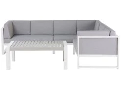 Lounge Set Aluminium Weiß 6-Sitzer Auflagen Grau CASTELLA