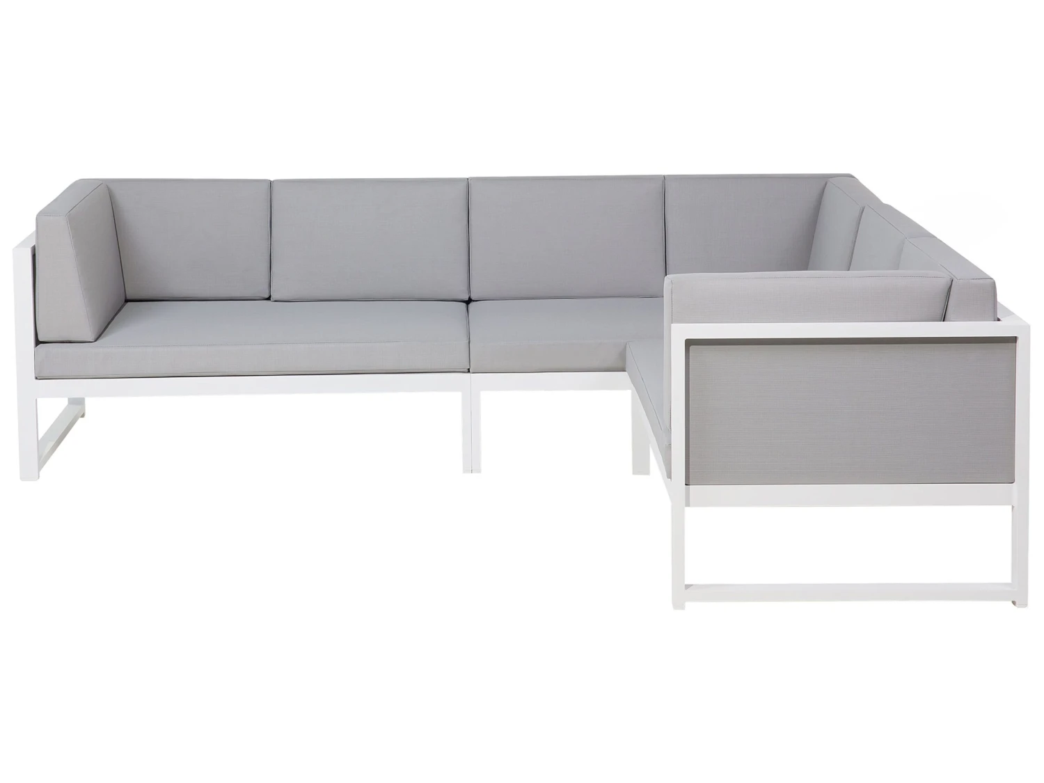 Lounge Set Aluminium Weiß 6-Sitzer Auflagen Grau CASTELLA 8 Lounge Set Aluminium Weiß 6-Sitzer Auflagen Grau CASTELLA – Bild 8