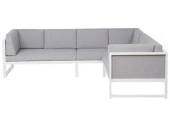 Lounge Set Aluminium Weiß 6-Sitzer Auflagen Grau CASTELLA 17 Lounge Set Aluminium Weiß 6-Sitzer Auflagen Grau CASTELLA -Beliani Verkaufsgeschäft undef src sa picid 555198 type whitesh image