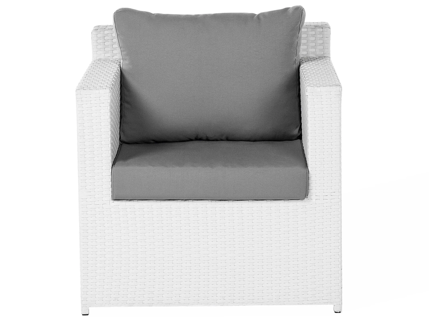 Lounge Set Rattan Weiß 6-Sitzer Auflagen Grau ROMA 7 Lounge Set Rattan Weiß 6-Sitzer Auflagen Grau ROMA – Bild 7
