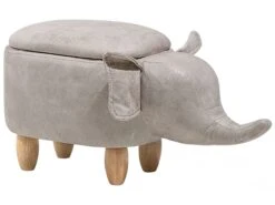 Hocker Lederoptik Mit Stauraum Hellgrau ELEPHANT