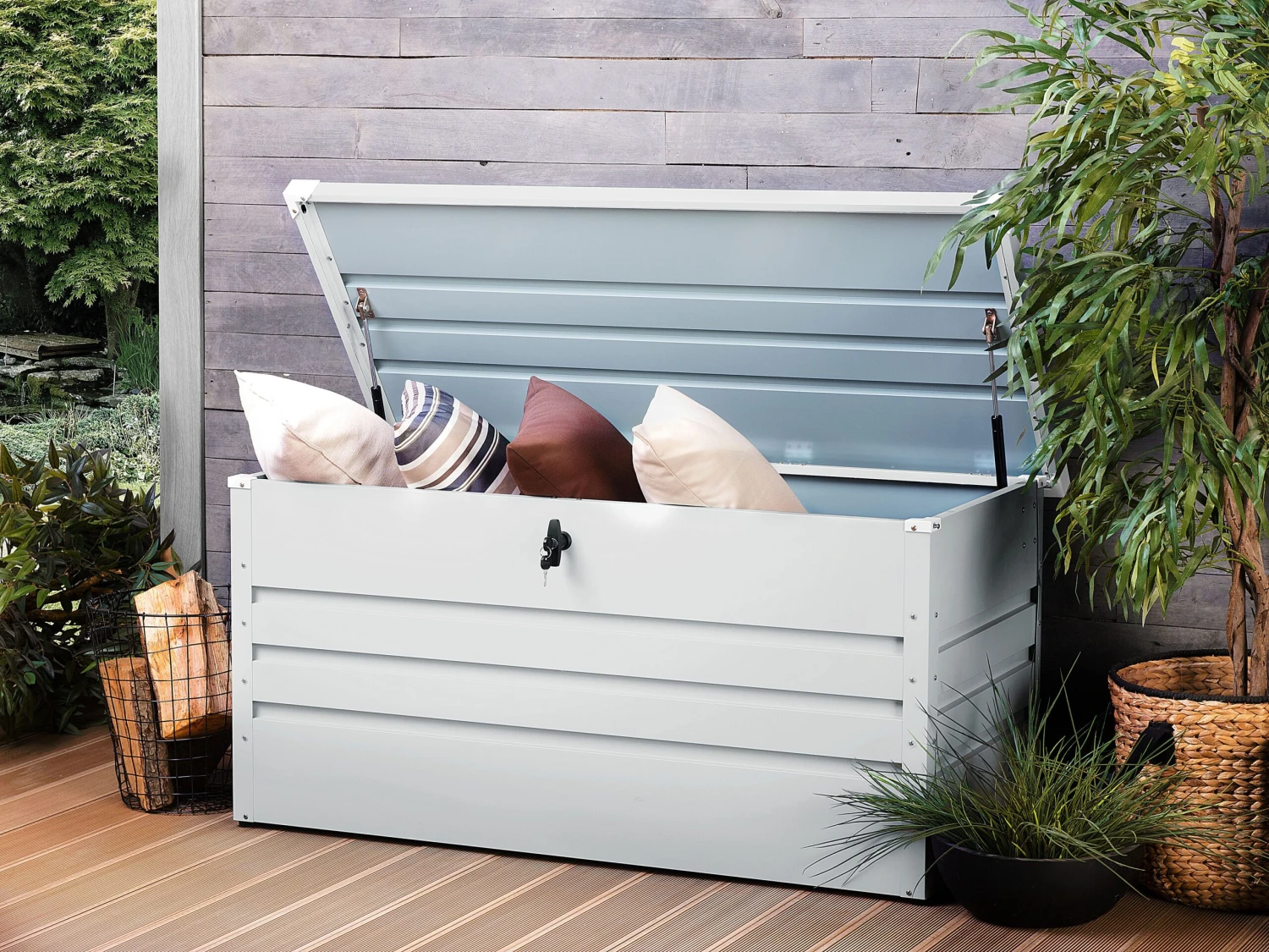 Auflagenbox Stahl Hellgrau 132 X 62 Cm CEBROSA 2 Auflagenbox Stahl Hellgrau 132 X 62 Cm CEBROSA – Bild 2