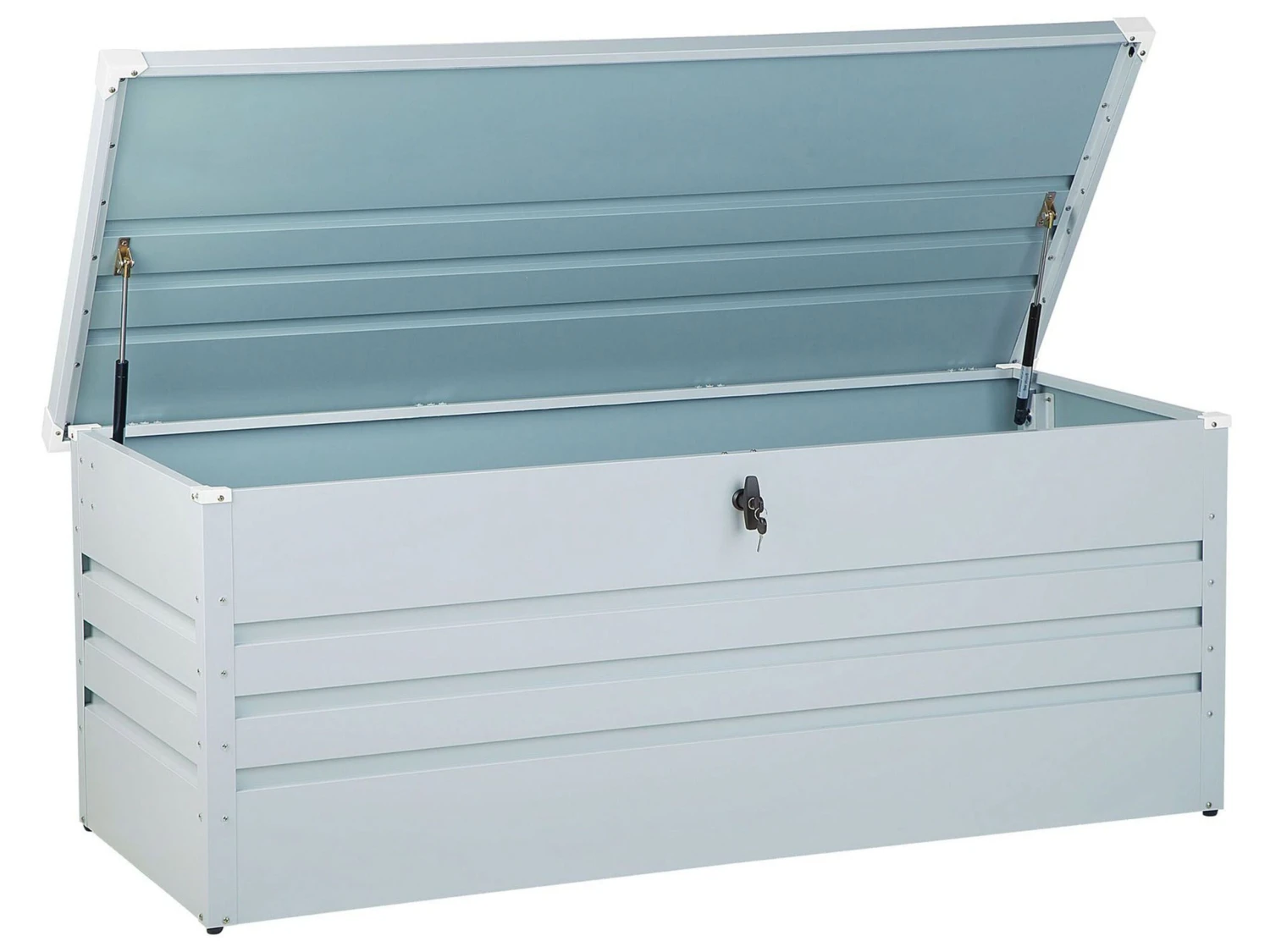 Auflagenbox Stahl Hellgrau 165 X 70 Cm CEBROSA 1 Auflagenbox Stahl Hellgrau 165 X 70 Cm CEBROSA