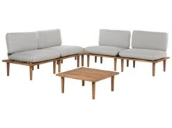 Lounge Set Akazienholz Hellbraun 4-Sitzer Auflagen Hellgrau FRASCATI