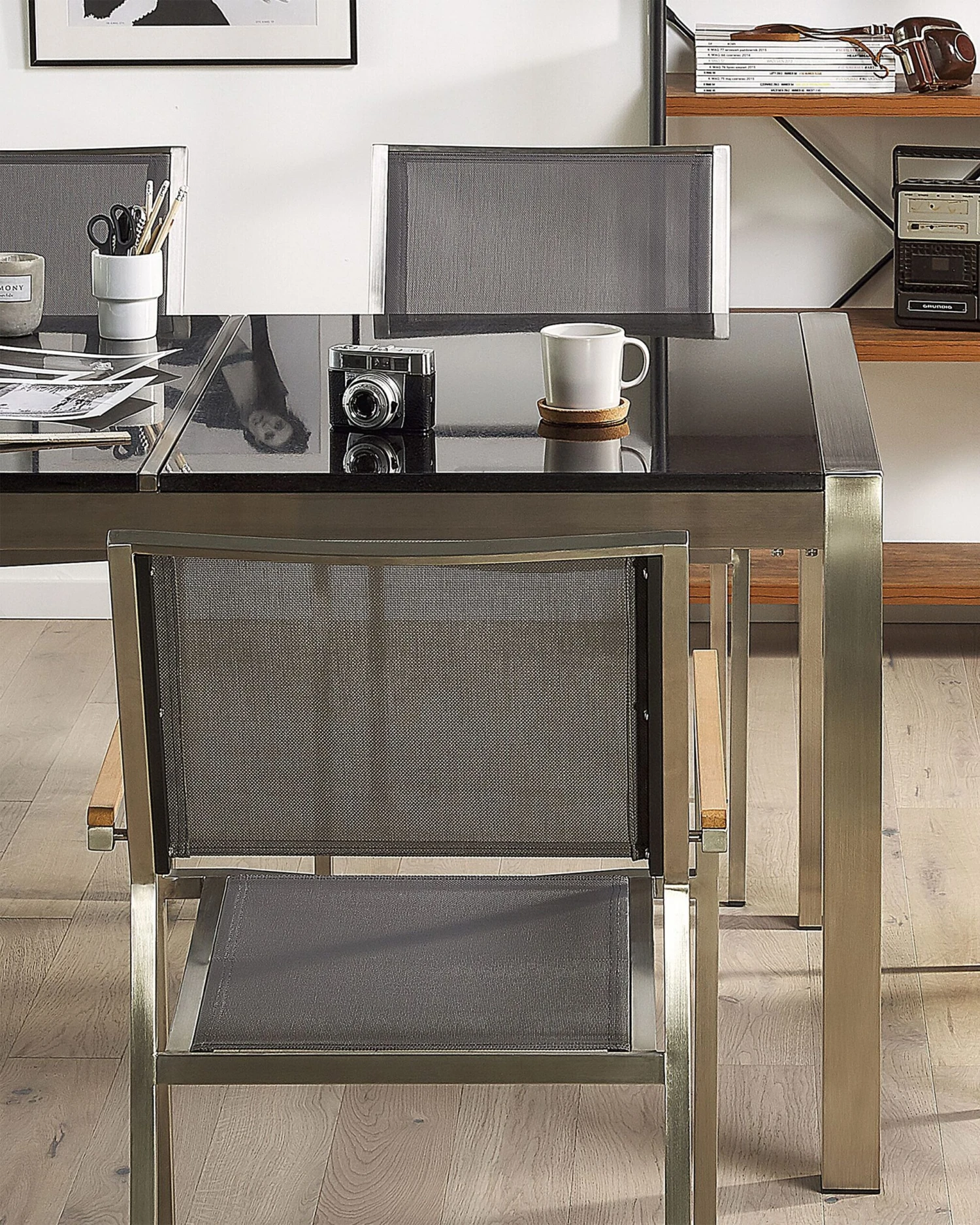 Gartenstuhl Grau 2er Set Edelstahl GROSSETO 2 Gartenstuhl Grau 2er Set Edelstahl GROSSETO – Bild 2