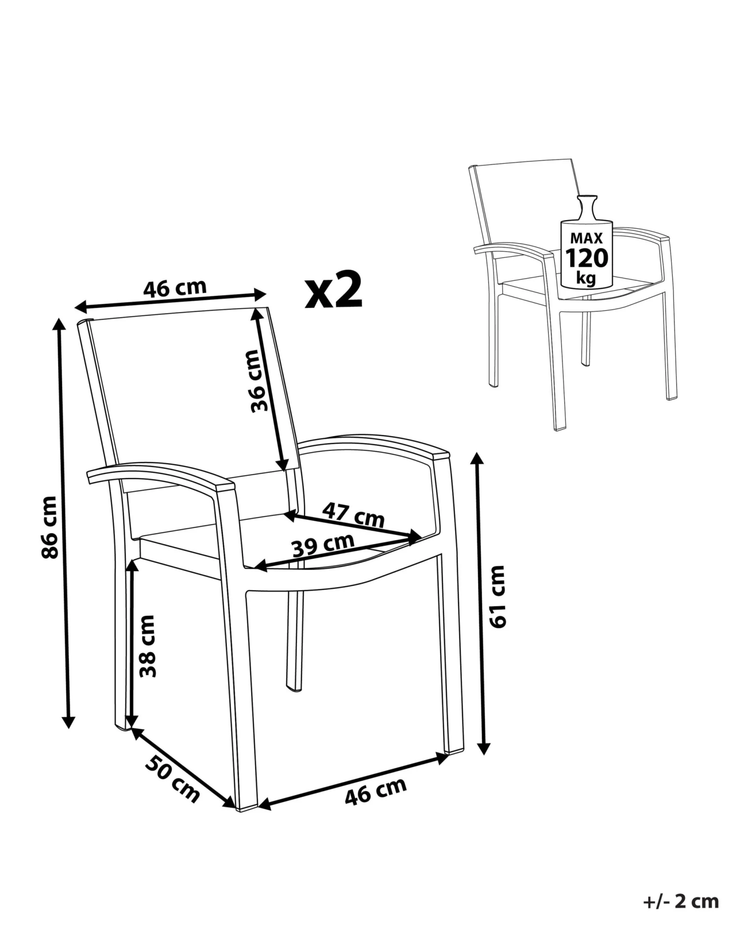 Gartenstuhl Grau 2er Set PERETA 10 Gartenstuhl Grau 2er Set PERETA – Bild 10