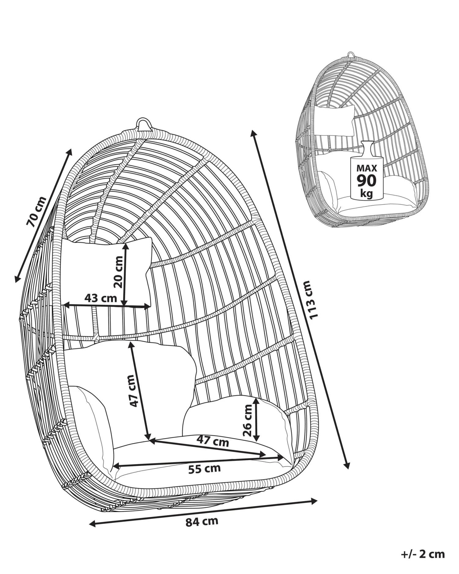 Hängesessel Rattan Grau CASOLI 8 Hängesessel Rattan Grau CASOLI – Bild 8