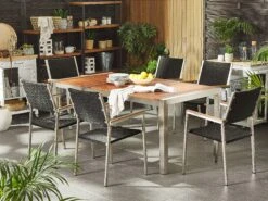 Gartenstuhl Rattan 6er Set Edelstahl GROSSETO 10 Gartenstuhl Rattan 6er Set Edelstahl GROSSETO -Beliani Verkaufsgeschäft undef src sa picid 768486 type color image