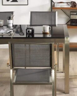 Gartenstuhl Grau 6er Set Edelstahl GROSSETO 15 Gartenstuhl Grau 6er Set Edelstahl GROSSETO -Beliani Verkaufsgeschäft undef src sa picid 768717 type whitesh image