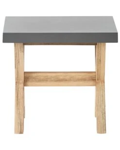 Hocker Faserzement / Akazienholz Grau / Heller Holzfarbton OLBIA -Beliani Verkaufsgeschäft undef src sa picid 771308 type whitesh image