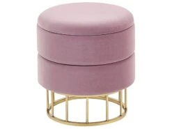 Pouf Samtstoff Mit Stauraum Rosa ⌀ 37 Cm ELGIN