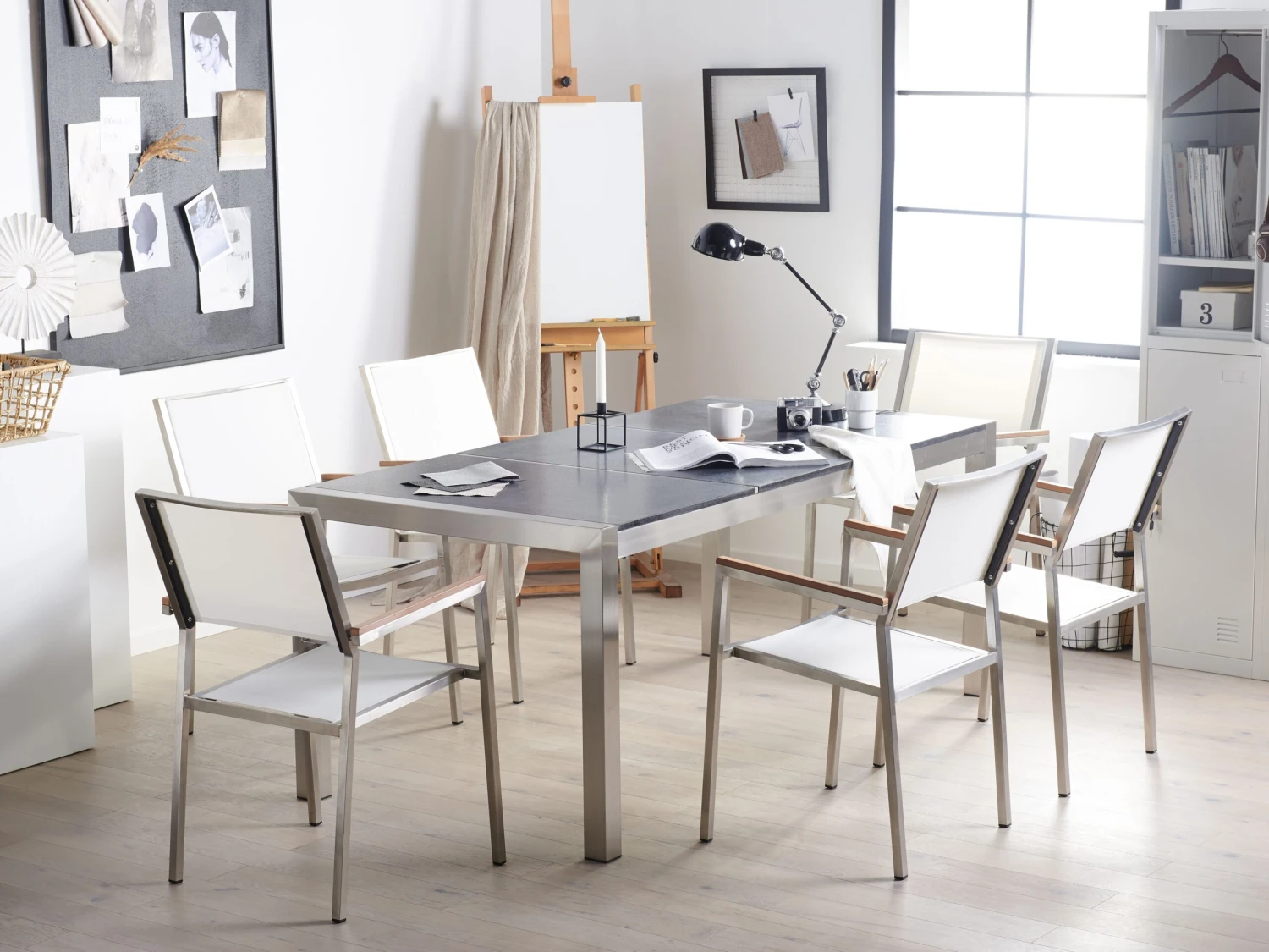 Gartentisch Edelstahl / Naturstein Schwarz Geflammt Verschiedene Größen GROSSETO 5 Gartentisch Edelstahl / Naturstein Schwarz Geflammt Verschiedene Größen GROSSETO – Bild 5