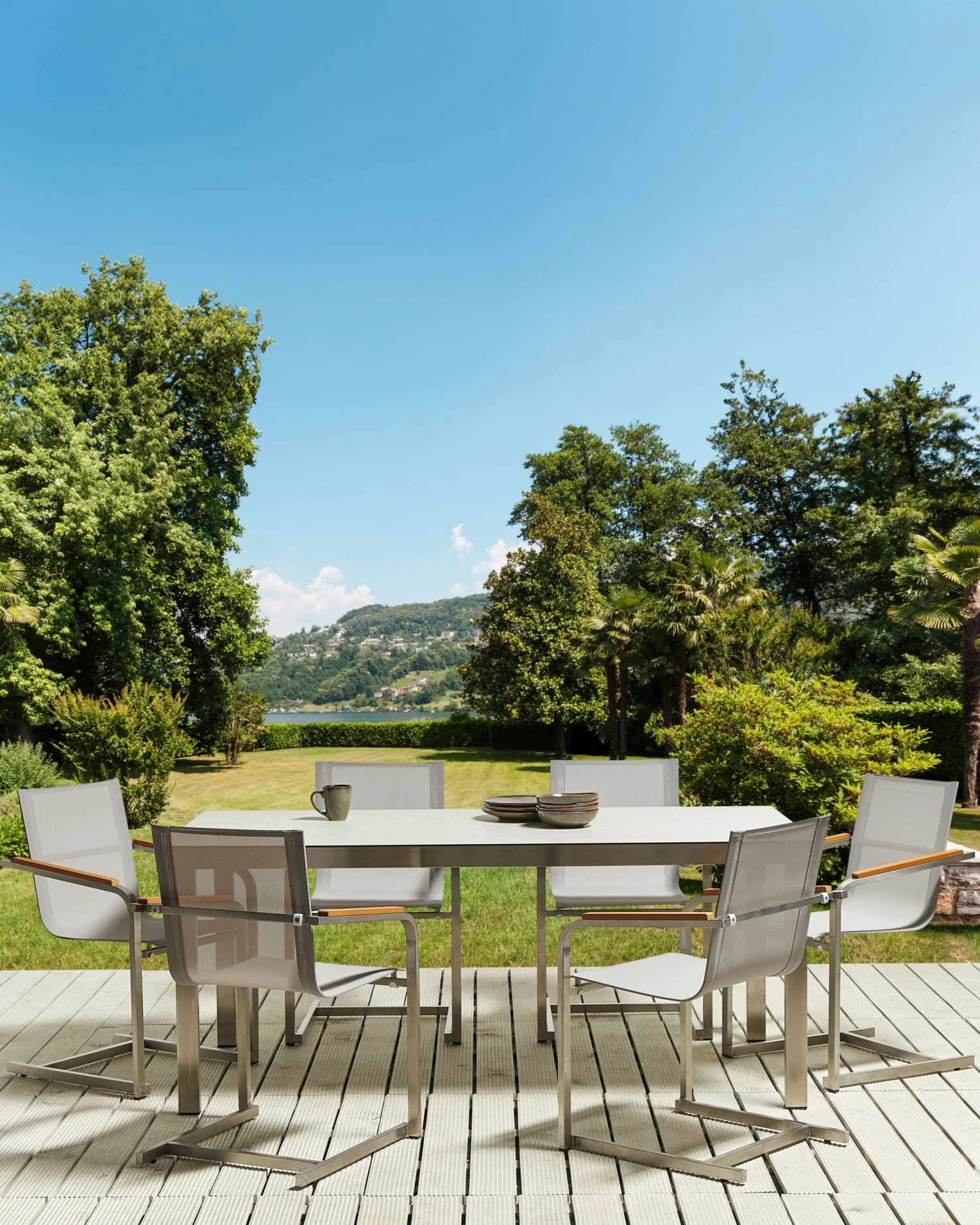 Gartenstuhl Edelstahl Beige 6er Set COSOLETO 2 Gartenstuhl Edelstahl Beige 6er Set COSOLETO – Bild 2