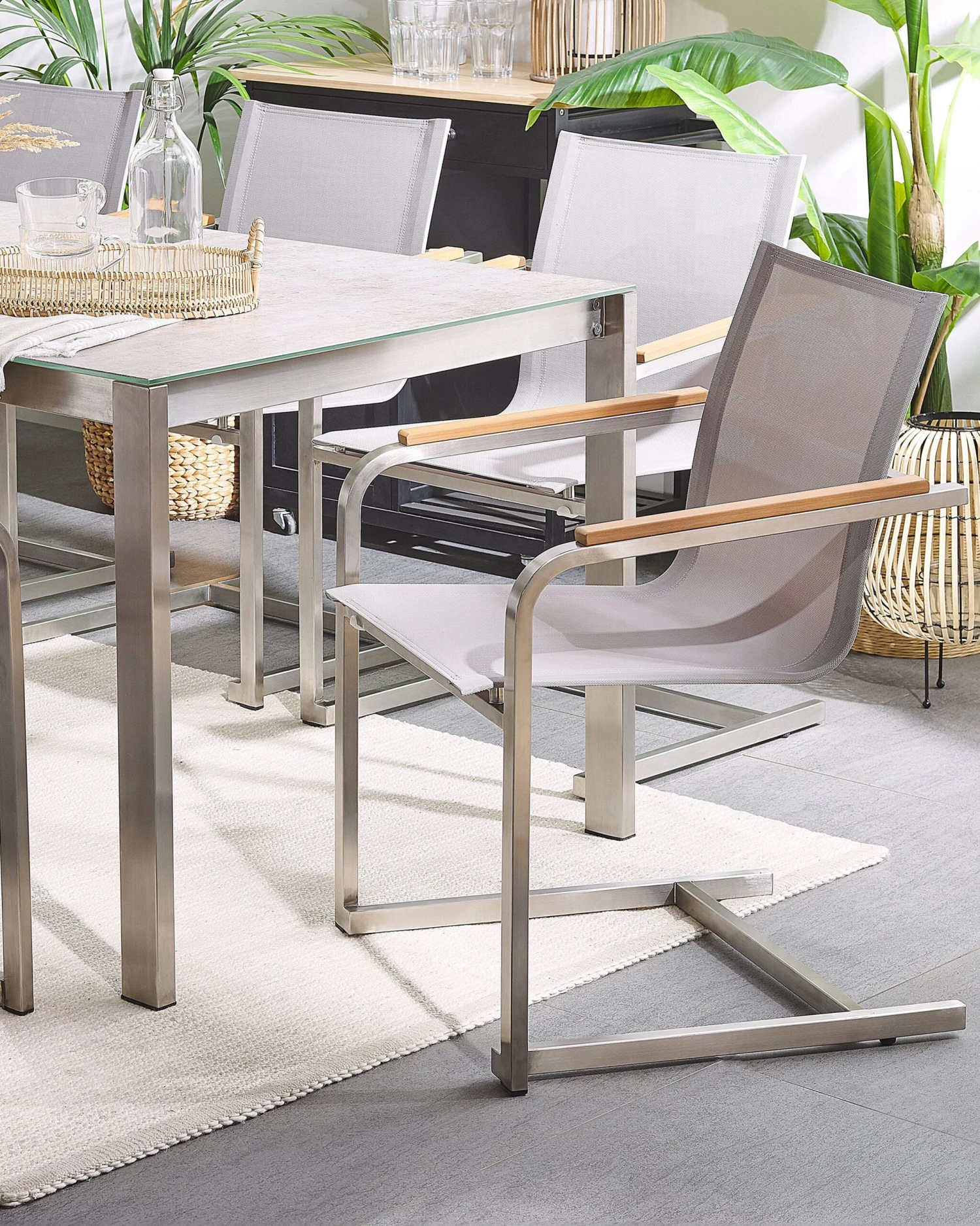 Gartenstuhl Edelstahl Beige 6er Set COSOLETO 3 Gartenstuhl Edelstahl Beige 6er Set COSOLETO – Bild 3