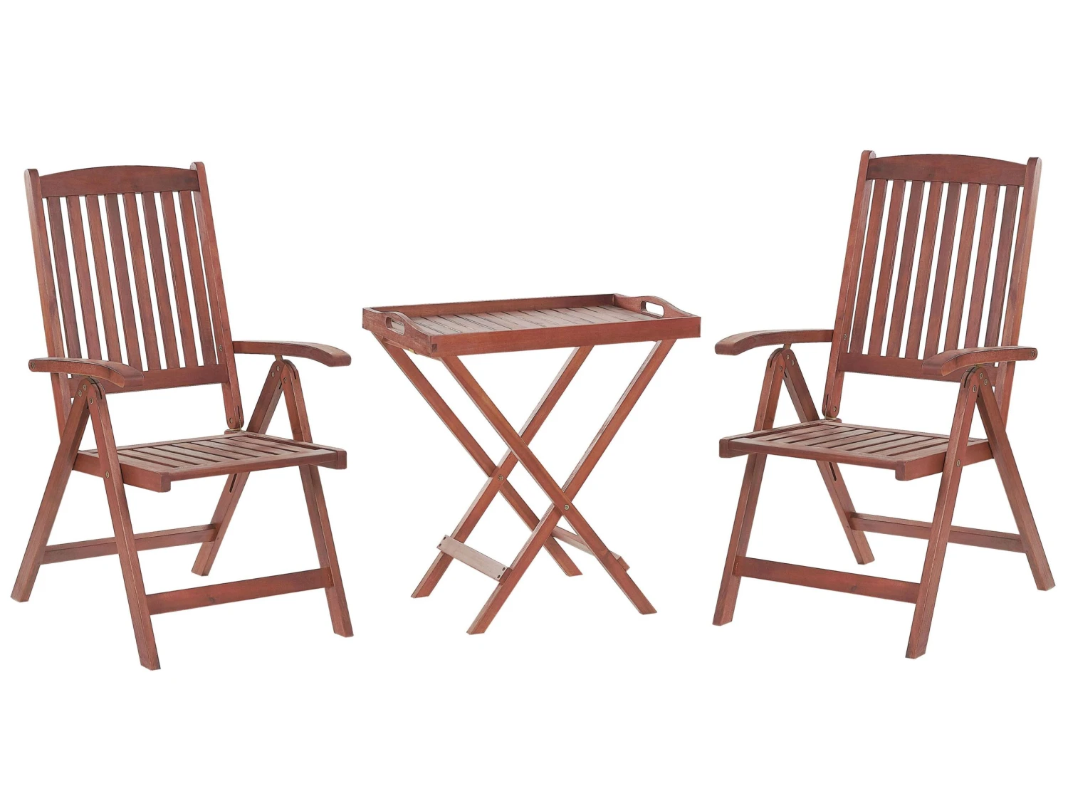 Balkonset Akazienholz Dunkelbraun Verstellbar Auflagen Graphitgrau TOSCANA – Bild 4