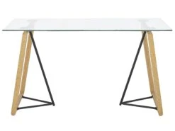 Esstisch Glas Heller Holzfarbton / Schwarz 140 X 80 Cm TACOMA 8 Esstisch Glas Heller Holzfarbton / Schwarz 140 X 80 Cm TACOMA -Beliani Verkaufsgeschäft undef src sa picid 786372 type whitesh image