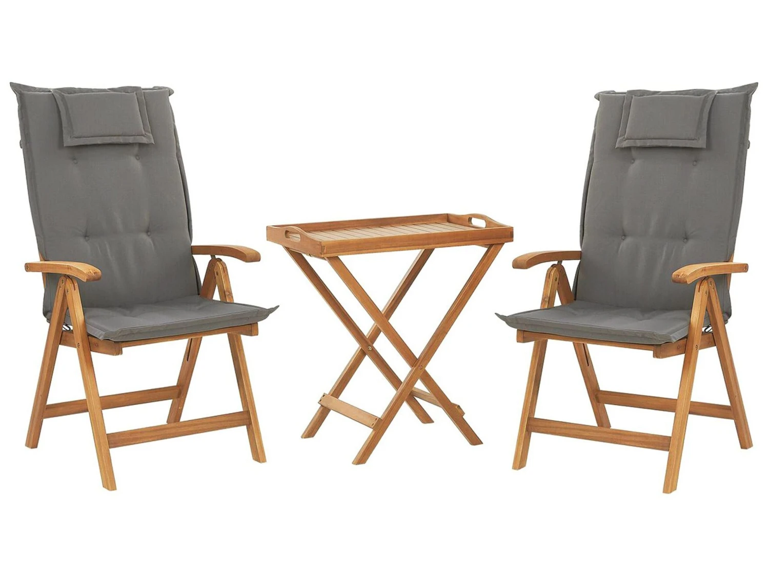 Balkonset Akazienholz Hellbraun Verstellbar Auflagen Graphitgrau JAVA 1 Balkonset Akazienholz Hellbraun Verstellbar Auflagen Graphitgrau JAVA