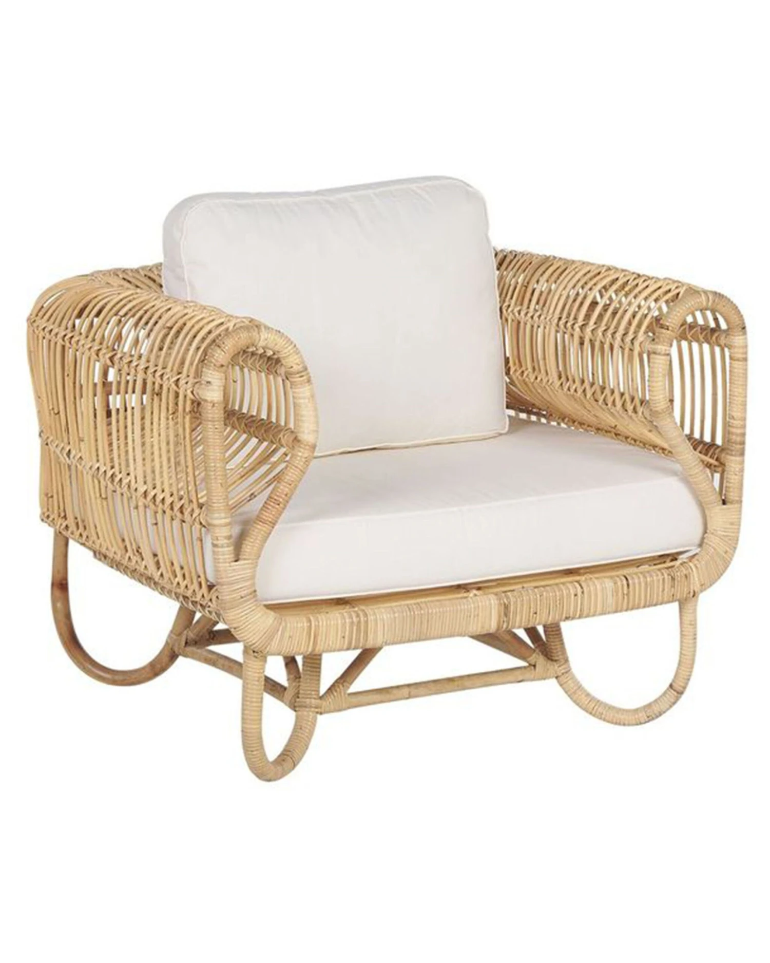 Gartensessel Rattan Natürlich Auflage Helles Beige DOLCEDO 1 Gartensessel Rattan Natürlich Auflage Helles Beige DOLCEDO