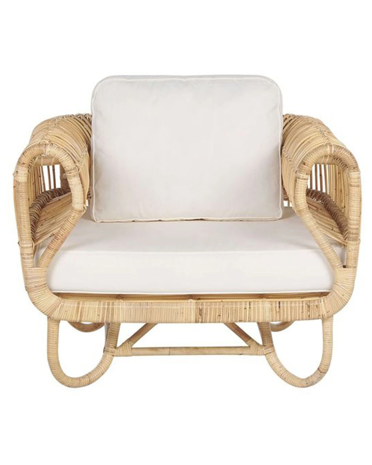 Gartensessel Rattan Natürlich Auflage Helles Beige DOLCEDO 6 Gartensessel Rattan Natürlich Auflage Helles Beige DOLCEDO – Bild 6