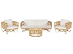 Beliani Verkaufsgeschäft 16 Gartenmöbelset Rattan Natürlich Mit Couchtisch DOLCEDO / LIMNI