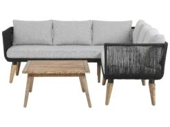 Lounge Set Akazienholz Hellbraun 5-Sitzer Auflagen Taupe ALCAMO