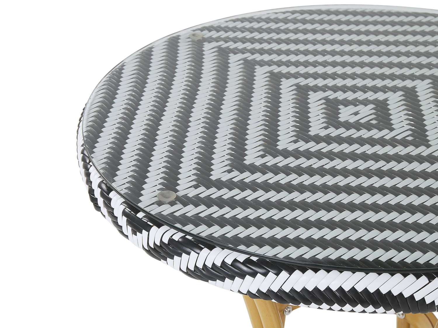 Gartentisch Rattan Schwarz / Weiß ø 70 Cm RIFREDDO 5 Gartentisch Rattan Schwarz / Weiß ø 70 Cm RIFREDDO – Bild 5