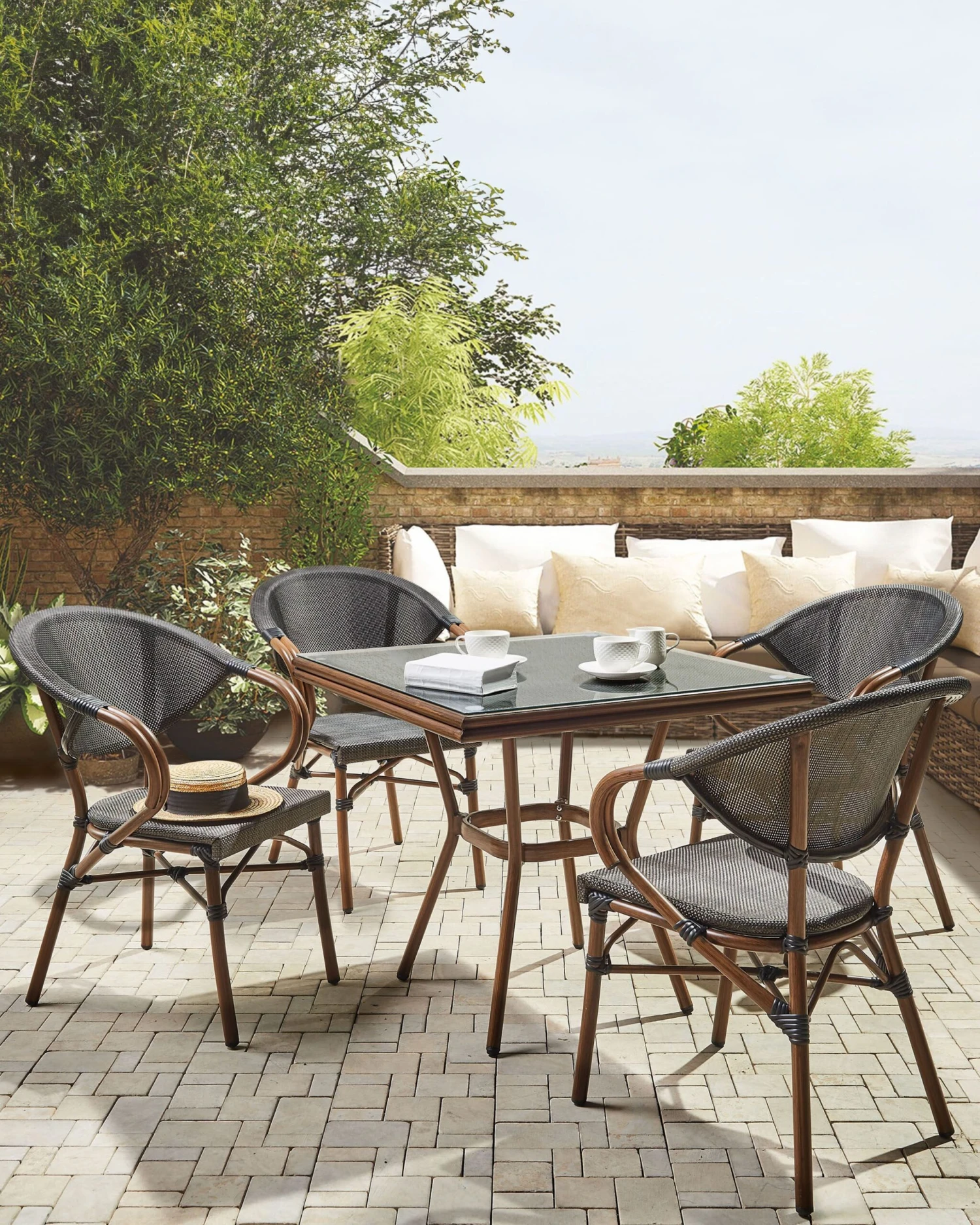 Gartenstuhl Grau / Dunkler Holzfarbton 4er Set CASPRI – Bild 2