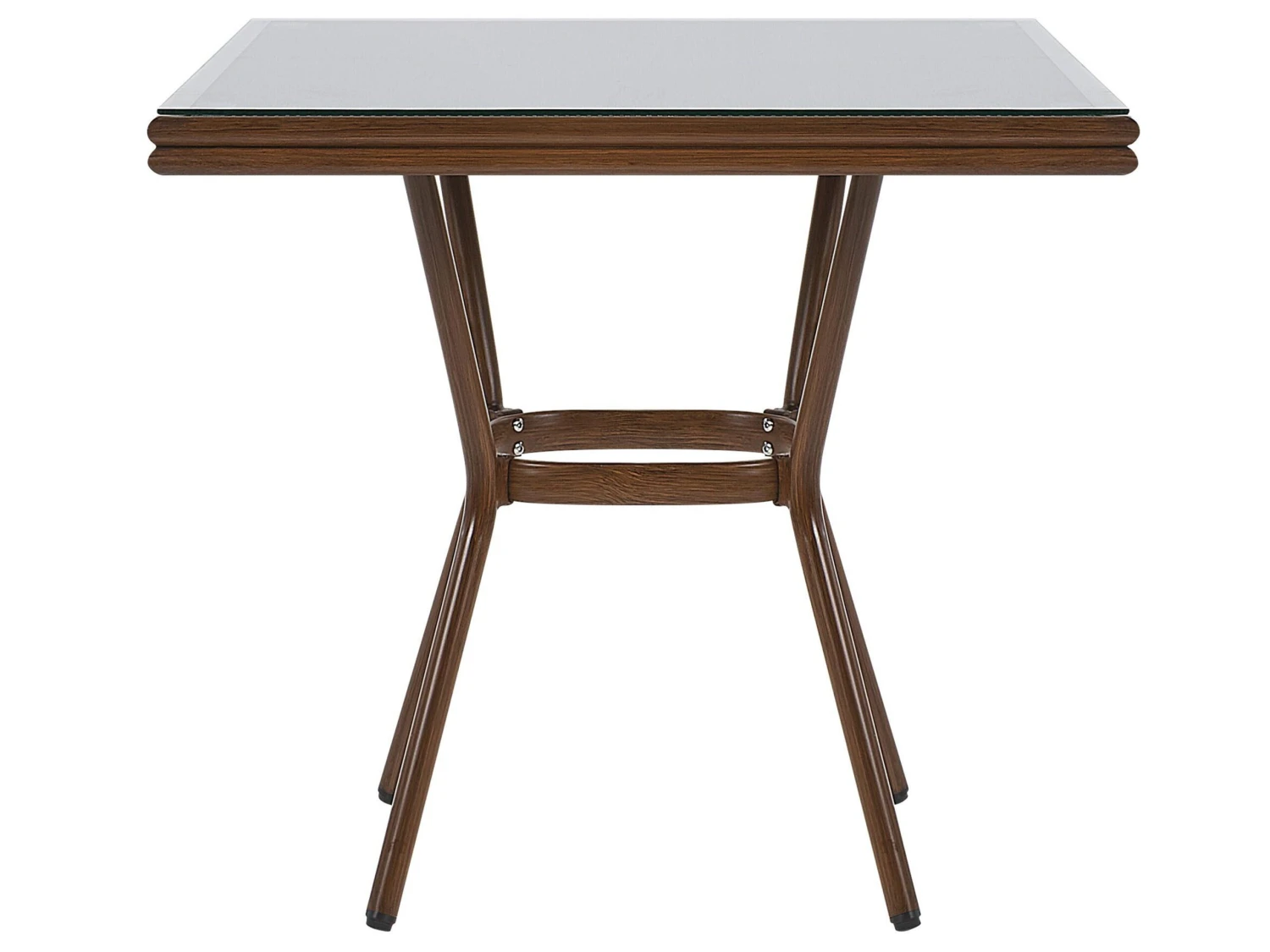 Gartentisch Aluminium Grau / Dunkler Holzfarbton 80 X 80 Cm CASPRI 4 Gartentisch Aluminium Grau / Dunkler Holzfarbton 80 X 80 Cm CASPRI – Bild 4