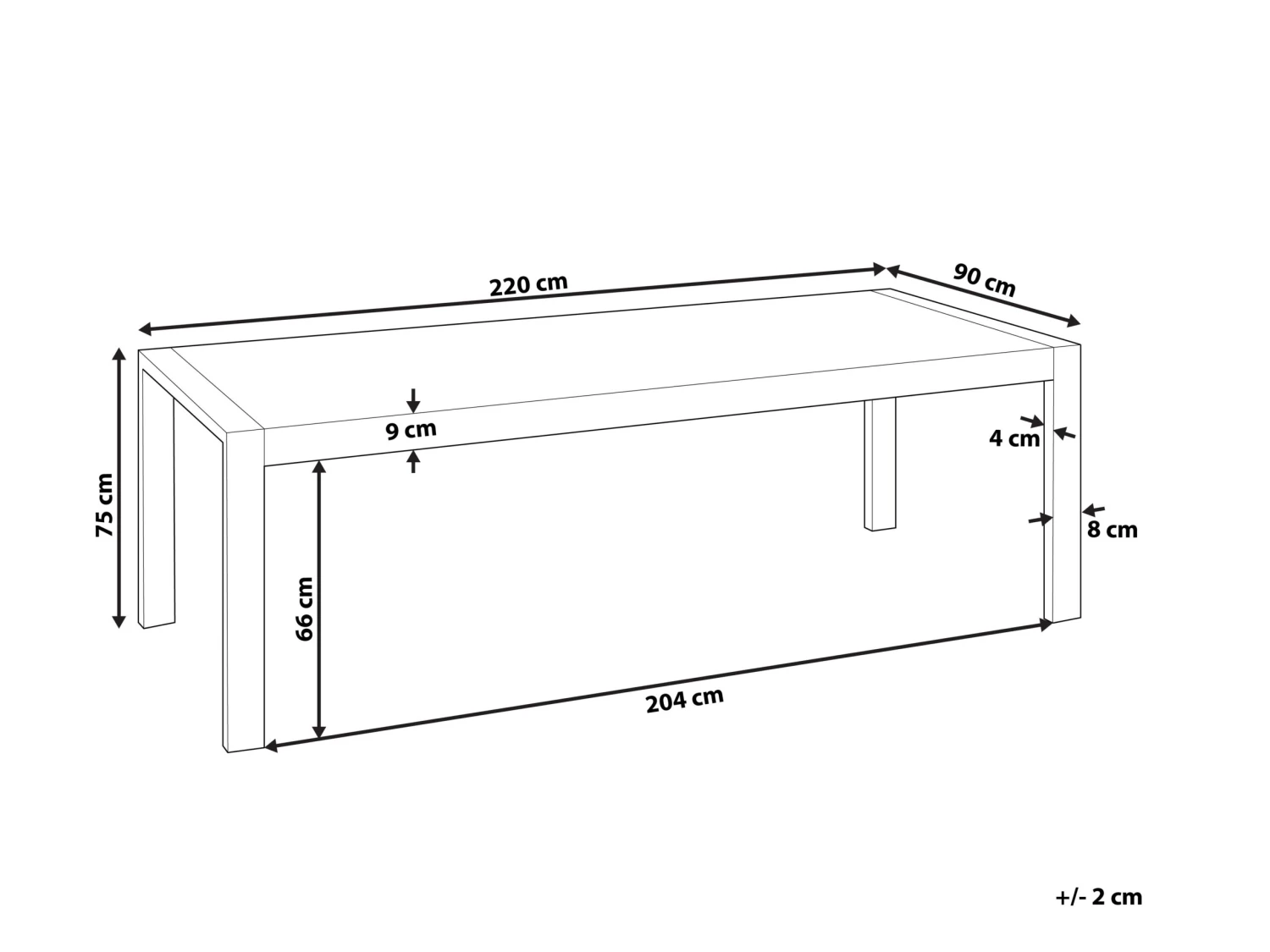 Esstisch Weiß 220 X 90 Cm Schwarzes Gestell ARCTIC I 7 Esstisch Weiß 220 X 90 Cm Schwarzes Gestell ARCTIC I – Bild 7