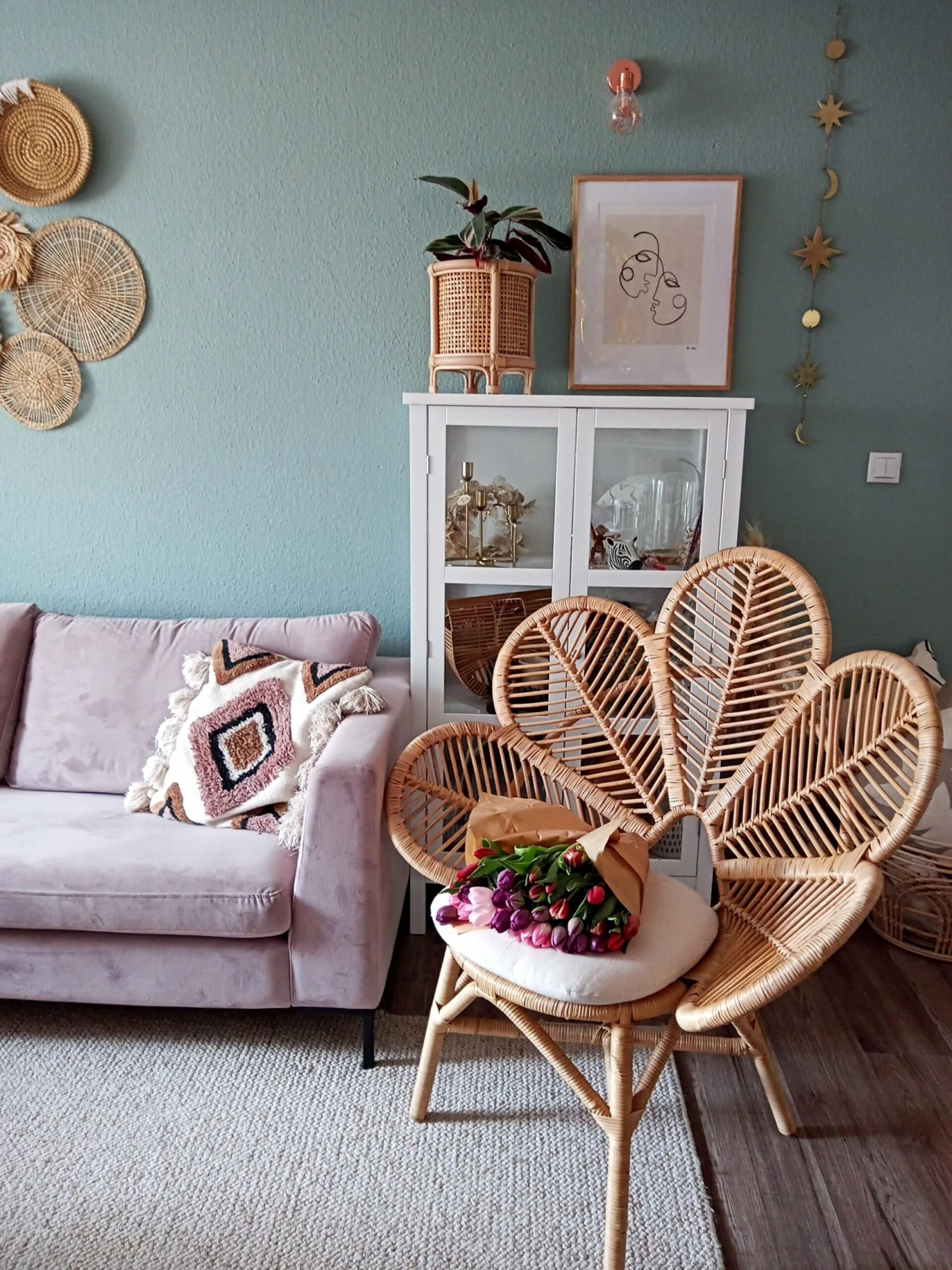 Rattanstuhl Natürlich Auflage Beige Pfauform FLORENTINE 4 Rattanstuhl Natürlich Auflage Beige Pfauform FLORENTINE – Bild 4