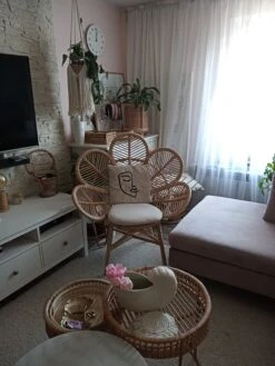 Rattanstuhl Natürlich Auflage Beige Pfauform FLORENTINE 15 Rattanstuhl Natürlich Auflage Beige Pfauform FLORENTINE -Beliani Verkaufsgeschäft undef src sa picid 800798 type whitesh image