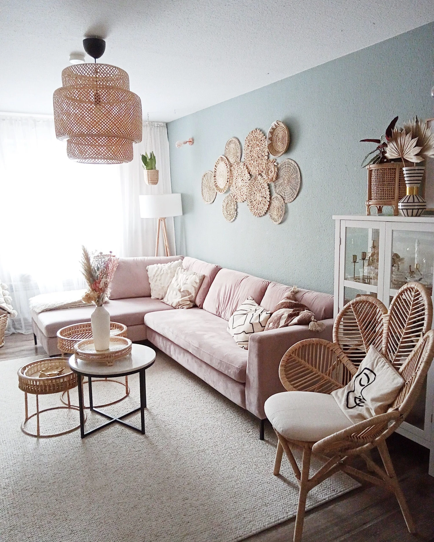 Rattanstuhl Natürlich Auflage Beige Pfauform FLORENTINE 7 Rattanstuhl Natürlich Auflage Beige Pfauform FLORENTINE – Bild 7