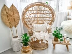 Pfauensessel Rattan / Baumwolle Natürlich EMMANUELLE 18 Pfauensessel Rattan / Baumwolle Natürlich EMMANUELLE -Beliani Verkaufsgeschäft undef src sa picid 802027 type whitesh image 1