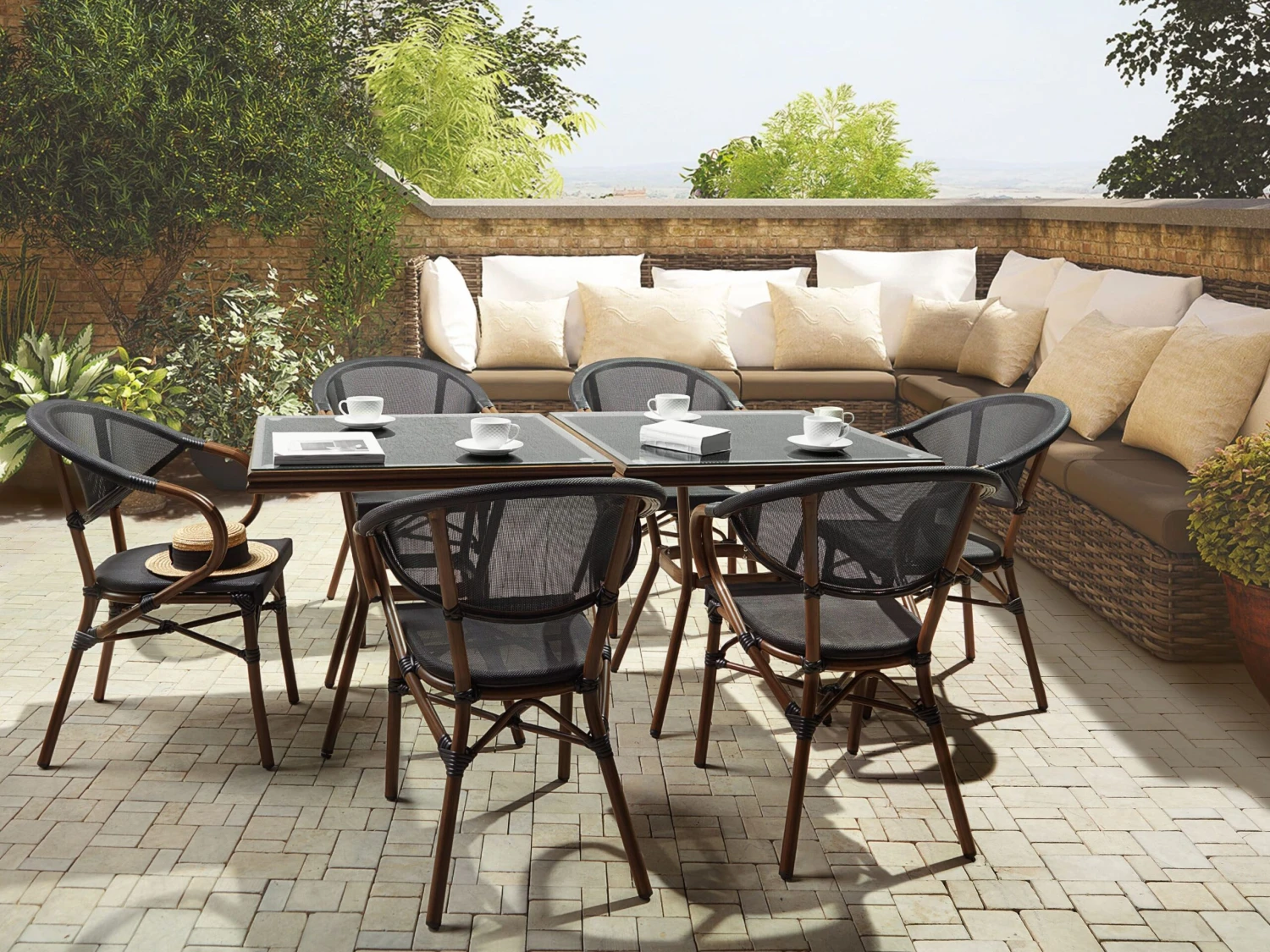 Gartenmöbel Set Aluminium Schwarz 4-Sitzer Stühle Schwarz CASPRI 3 Gartenmöbel Set Aluminium Schwarz 4-Sitzer Stühle Schwarz CASPRI – Bild 3