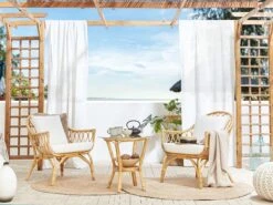 Lounge Set Rattan Natürlich 4-Sitzer Auflagen Weiß SIBARI -Beliani Verkaufsgeschäft undef src sa picid 803293 type whitesh image