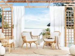 Lounge Set Rattan Natürlich 4-Sitzer Auflagen Weiß SIBARI -Beliani Verkaufsgeschäft undef src sa picid 803294 type whitesh image