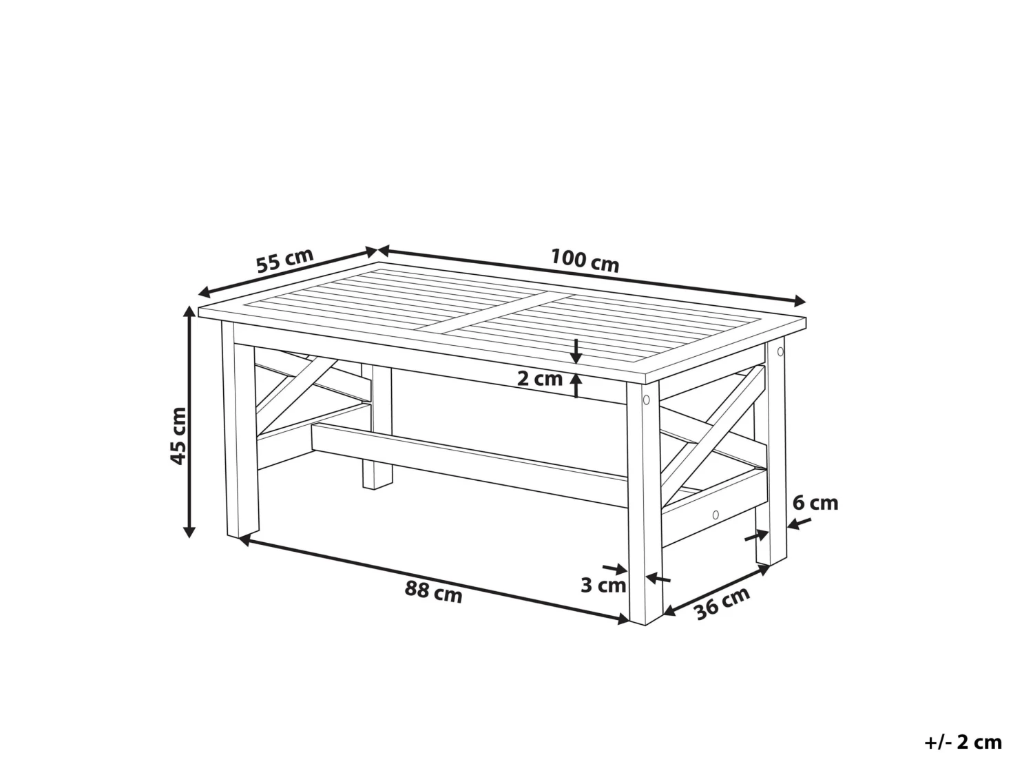 Gartentisch Akazienholz Weiß 100 X 55 Cm BALTIC II 8 Gartentisch Akazienholz Weiß 100 X 55 Cm BALTIC II – Bild 8
