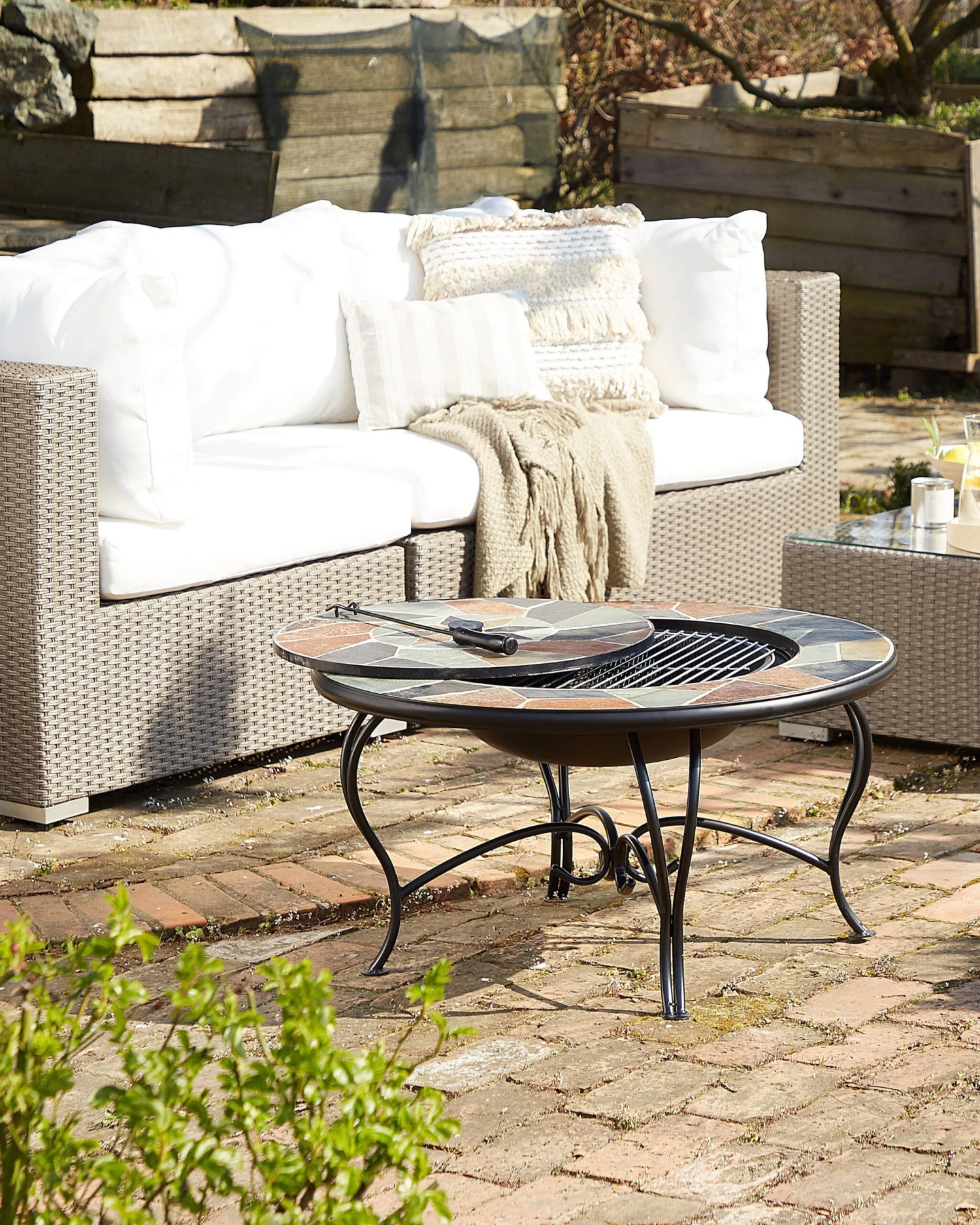 Lounge Set Rattan Taupe 6-Sitzer Linksseitig Auflagen Hellgrau CONTARE 9 Lounge Set Rattan Taupe 6-Sitzer Linksseitig Auflagen Hellgrau CONTARE – Bild 9