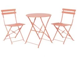 Balkonset Korallenrot 2 Stühle Zusammenklappbar FIORI