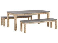 Gartenmöbel Set Beton / Akazienholz Grau Tisch Mit 2 Bänken OSTUNI