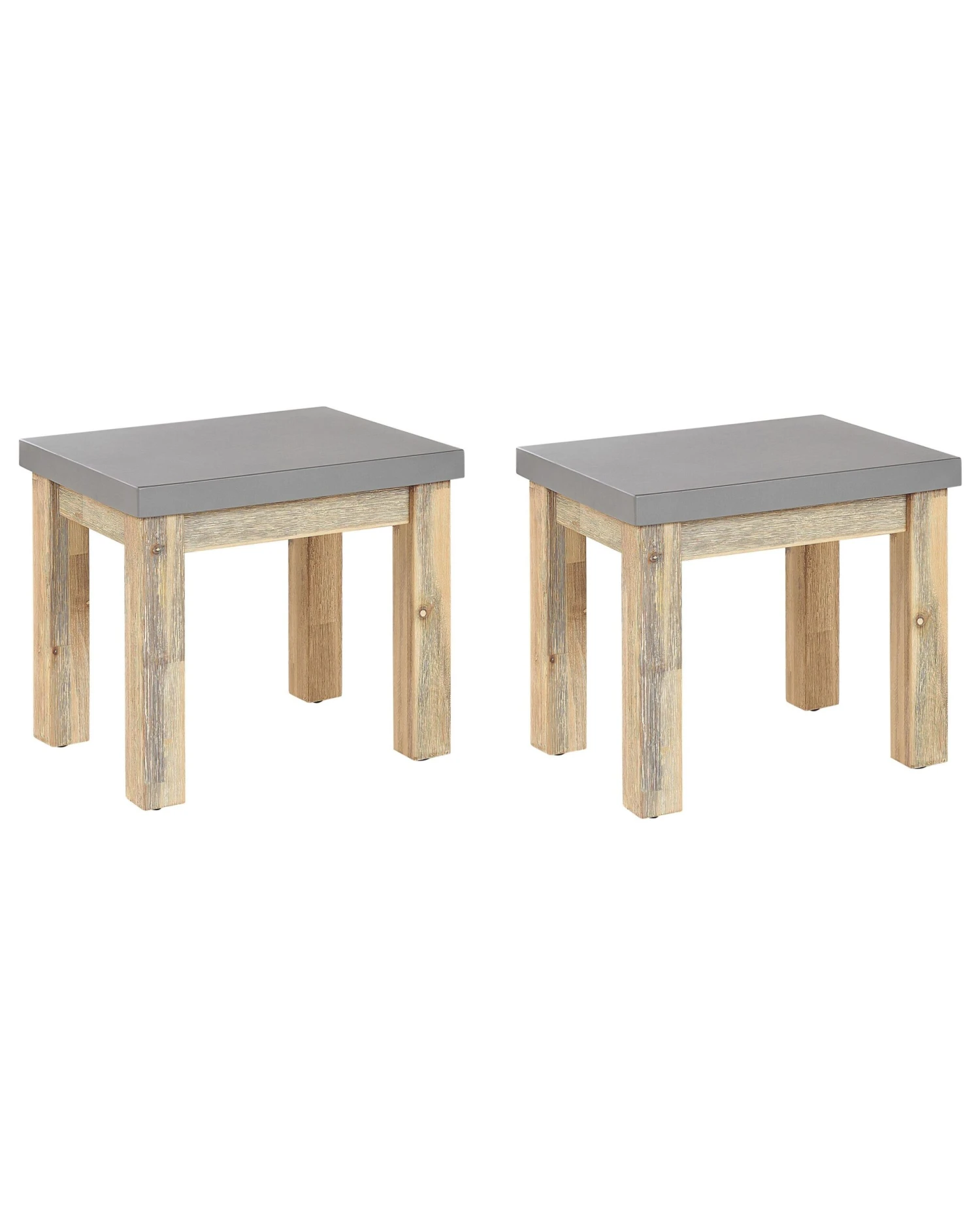 Gartenstuhl Beton / Akazienholz Grau / Heller Holzfarbton 2er Set OSTUNI 1 Gartenstuhl Beton / Akazienholz Grau / Heller Holzfarbton 2er Set OSTUNI