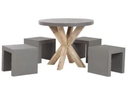 Gartenmöbel Set Faserzement Grau 4-Sitzer Tisch ⌀ 90 Cm OLBIA/TARANTO