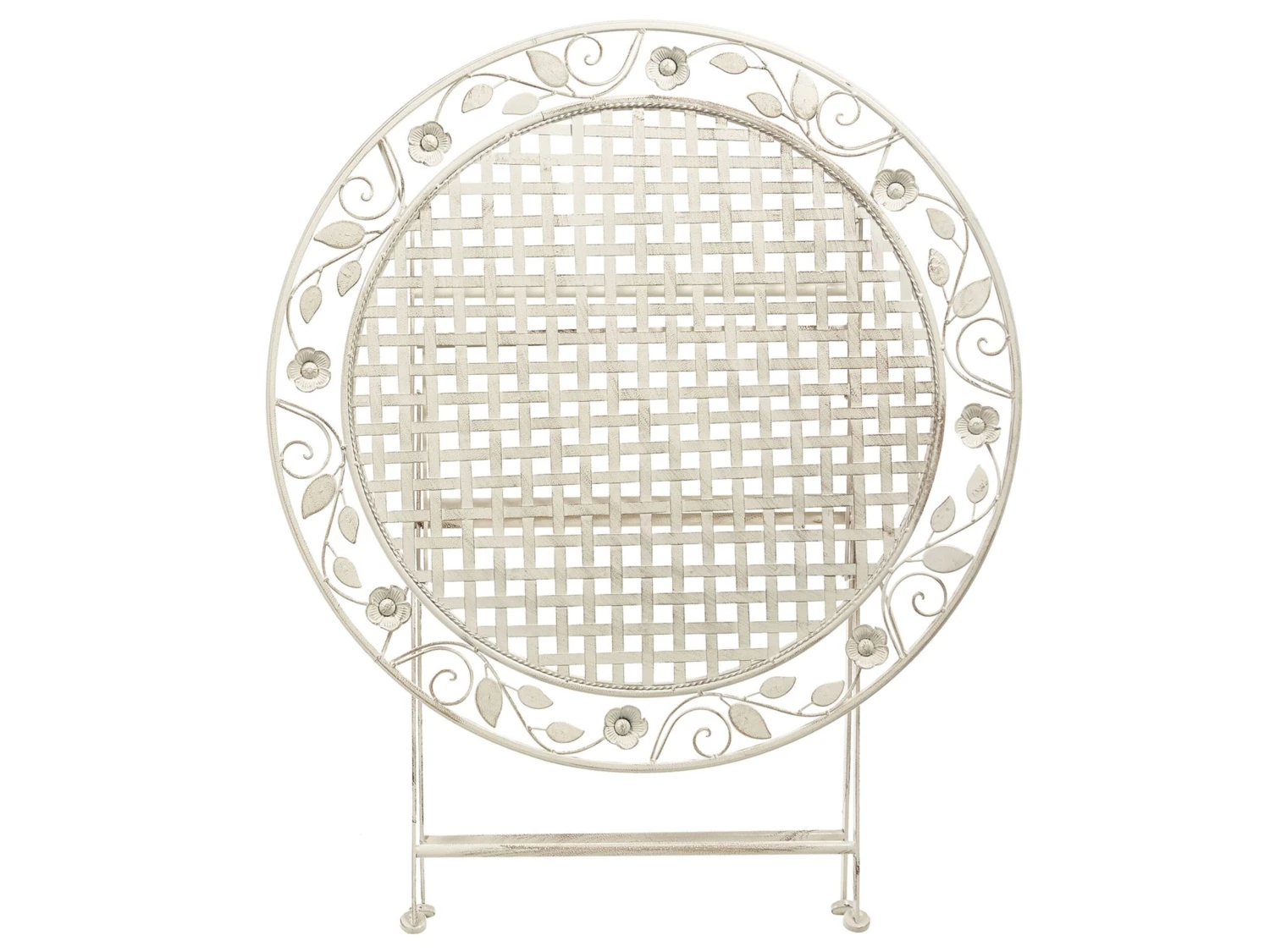 Gartentisch Cremeweiß Metall 90 Cm Zusammenklappbar BIVIO 3 Gartentisch Cremeweiß Metall 90 Cm Zusammenklappbar BIVIO – Bild 3