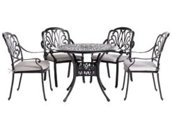 Gartenmöbel Set Aluminium Schwarz 4-Sitzer ANCONA