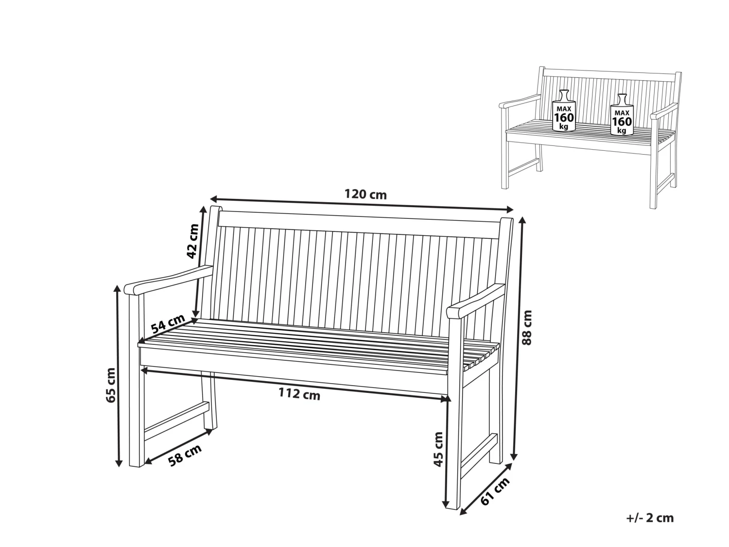Gartenbank Zertifiziertes Holz Hellbraun 120 Cm VIVARA 8 Gartenbank Zertifiziertes Holz Hellbraun 120 Cm VIVARA – Bild 8