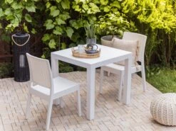 Gartentisch Rattanoptik Weiß 80 X 80 Cm FOSSANO 10 Gartentisch Rattanoptik Weiß 80 X 80 Cm FOSSANO -Beliani Verkaufsgeschäft undef src sa picid 807973 type whitesh image