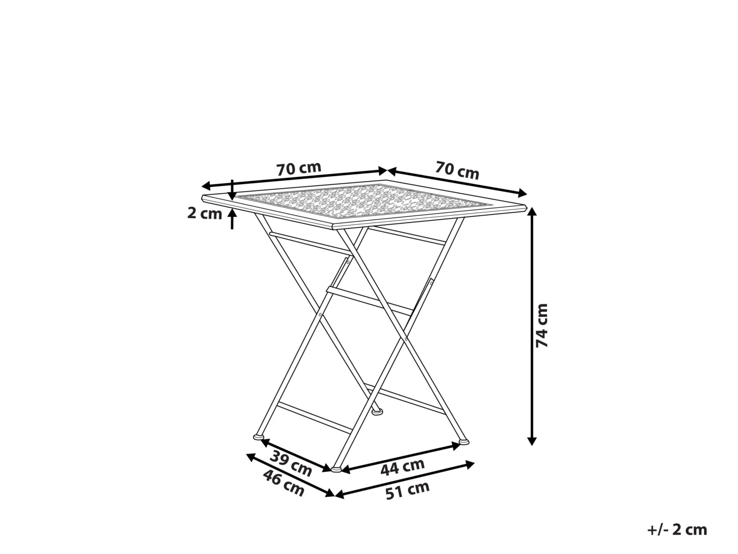 Gartentisch Schwarz Metall 70 X 70 Cm Zusammenklappbar BORMIO 7 Gartentisch Schwarz Metall 70 X 70 Cm Zusammenklappbar BORMIO – Bild 7
