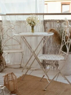 Balkonset Beige 2 Stühle Klapptisch Metall TRIESTE 12 Balkonset Beige 2 Stühle Klapptisch Metall TRIESTE -Beliani Verkaufsgeschäft undef src sa picid 809925 type whitesh image 1